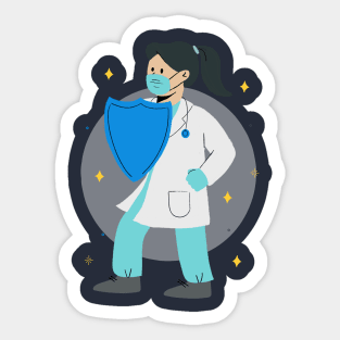 Nurse with shield against coronavirus Sticker